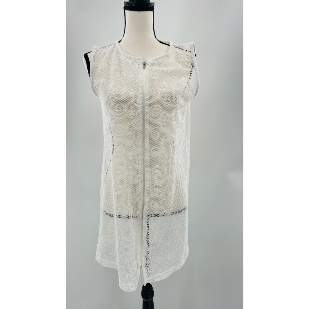 Jordan Taylor‎ Vintage White Netted  Swirl and Star Design Swim Cover-Up